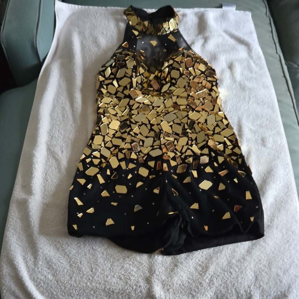 Gold and Black Halter Dress
